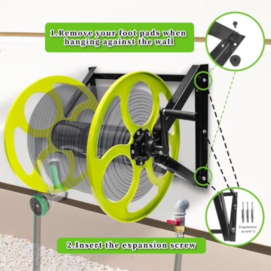 Stainless Steel Garden Hose Re - مراجعة Reel Handle وسعره